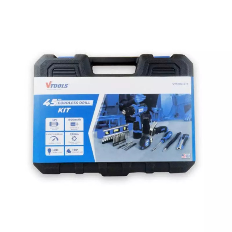 همهکاره حرفهای 🛠️ - مجموعه 42 تکه دریل شارژی ویتولز VT1202-KIT