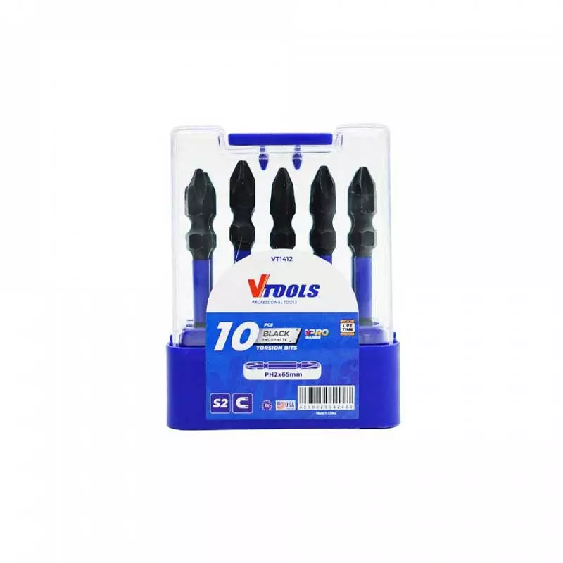 ست نوک بیت پیچ گوشتی مغناطیسی 65میل 10عددی وی تولز مدل VT1412
