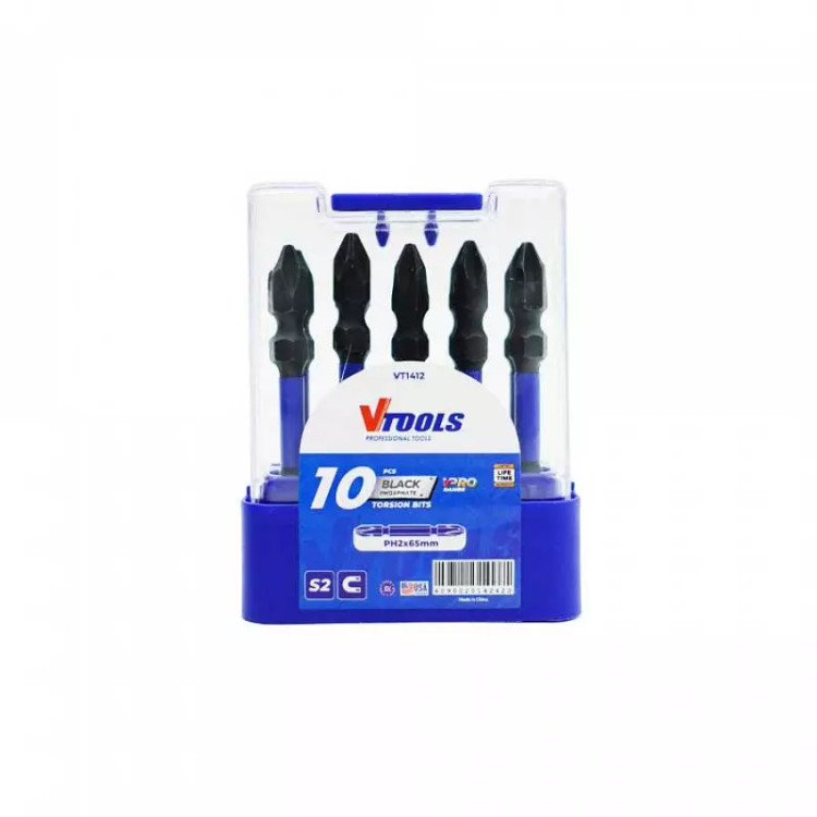 ست نوک بیت پیچ گوشتی مغناطیسی 65میل 10عددی وی تولز مدل VT1412
